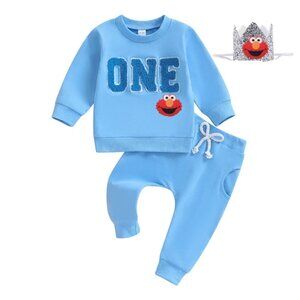 Sesame Street Sweater Cookie Pant First Birthday Elmo Outfit Clothes Leggings